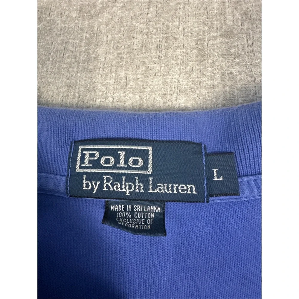 Polo Ralph Lauren Polo Shirt Men's L Blue with Orange Pony Short Sleeve Collared